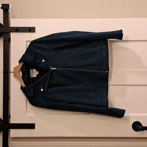 Old Navy Teal Faux Suede Moto Jacket Large
